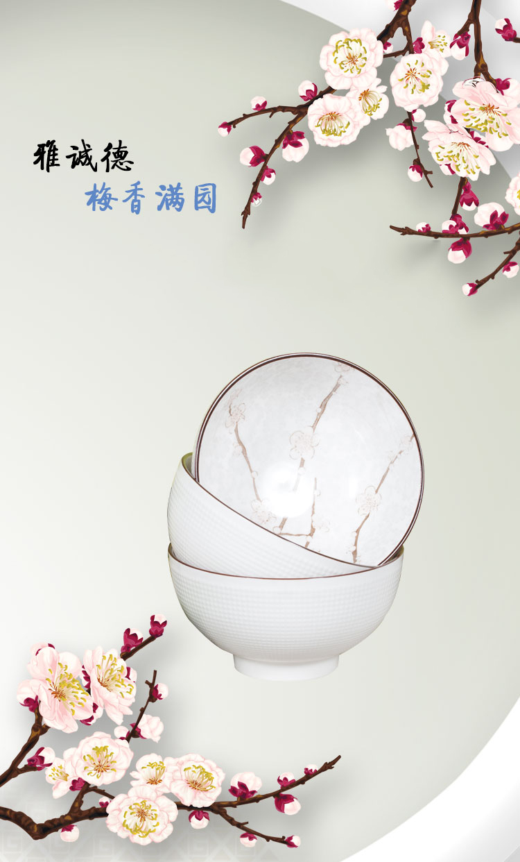 雅诚德米饭碗 陶瓷碗套装(5英寸)日式餐具莱思直口碗(6只装) 粉色