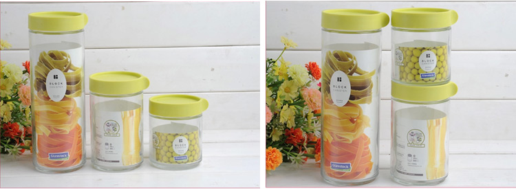 三光云彩glasslock韩国进口玻璃储物罐保鲜盒收纳罐密封罐 IP609绿/1050ml