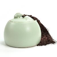 
                                        
                                                                                金镶玉 茶具配件 年年有余茶叶罐 汝瓷花茶罐茶具原矿仿宋汝窑密封储藏罐                