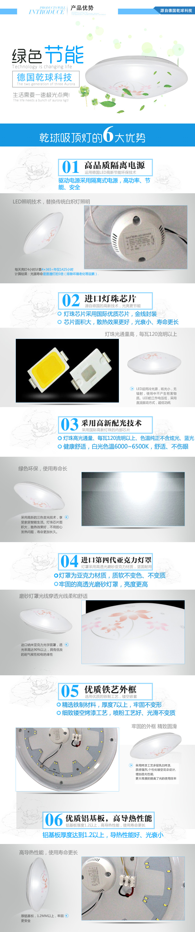 乾球（QAQ）FXD300-16WLY 福星系列LED吸顶灯 六月花 16W