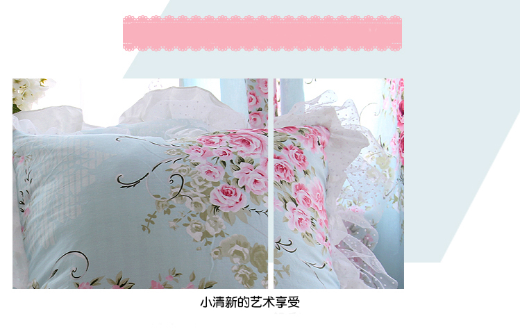 幸运狗 luckydog 罗曼莎全棉靠枕带蕾丝花边含芯 沙发方形抱枕43*43cm