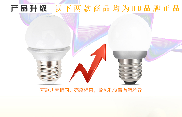 HD LED灯泡 球泡灯 3W E27大螺口 暖光