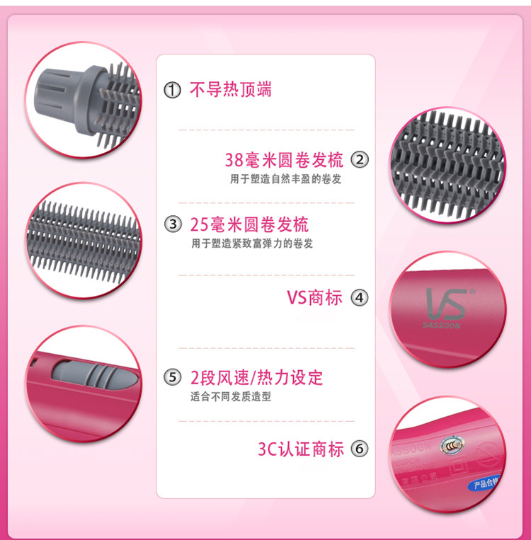 沙宣（VS）VSAU002PCN 450w 热风造型器（粉色）