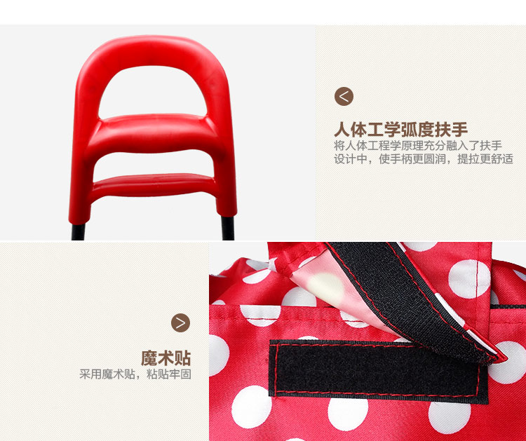 
                                        【京东超市】空间优品 色丁布多功能便携式折叠超市购物车 红色                