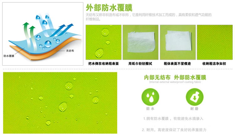 
                                        
                                                            空间优品 圆点收纳箱/衣物整理箱杂物收纳盒一只装 36L 绿色 大号                