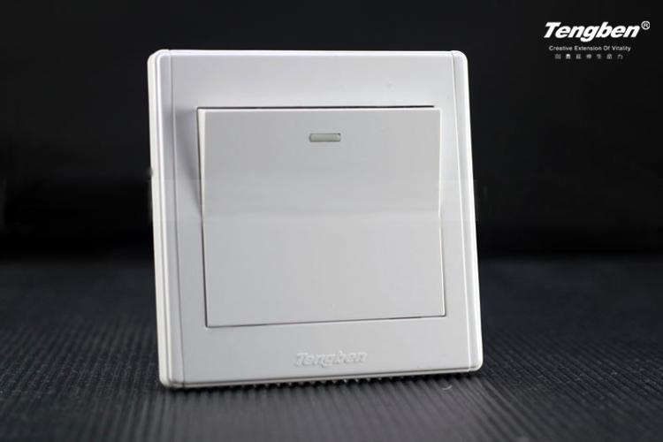 
                                        藤本86型墙壁开关面板插座10A带荧光一位大板双联开关/一开双控开关F20翘板翻盖系列                