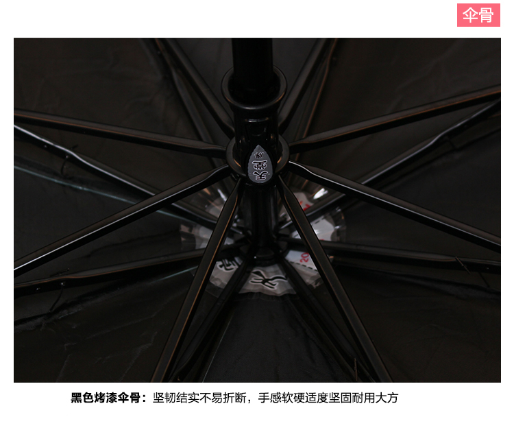
                                        天堂伞 完美旅行丝光绒黑胶丝印三折蘑菇公主晴雨伞太阳伞 蓝色 33190E                