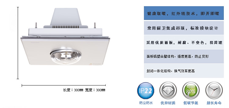 飞利浦(PHILIPS)　集成吊顶 单灯暖 60171 净系列 灯暖浴霸