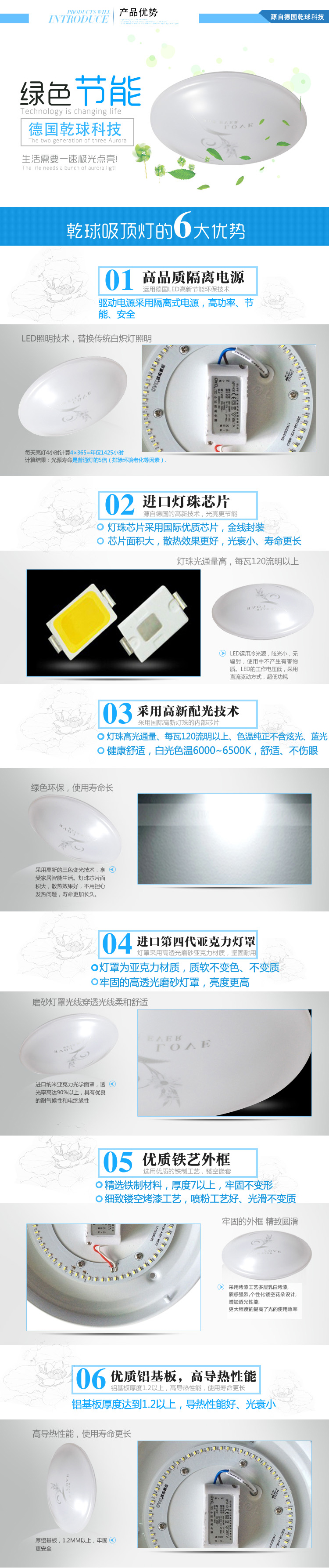乾球（QAQ）QXD190-8WYSJ 乾坤LED吸顶灯 银圣菊 8W