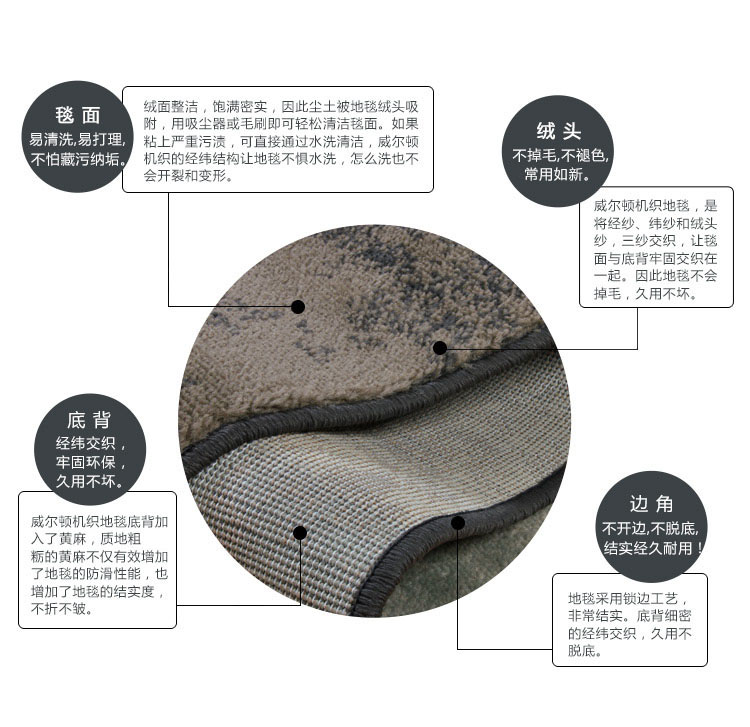 富居（FOOJO）地毯地垫 北欧风情威尔顿机织现代欧式客厅卧室地毯 160*220cm 蒂凡尼