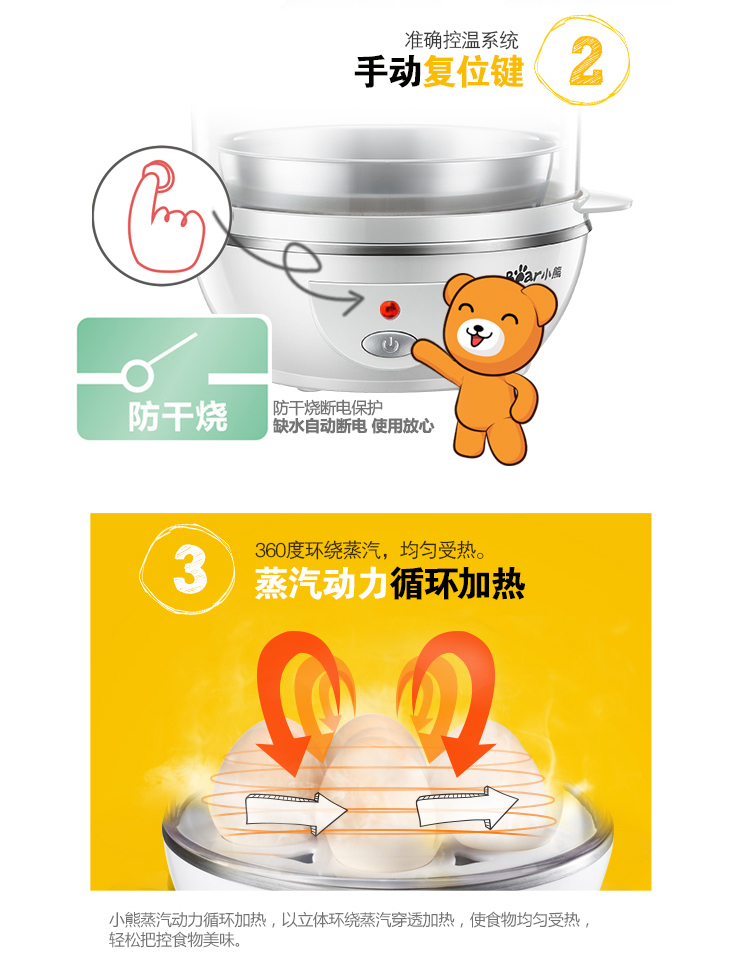 小熊(Bear)煮蛋器 蒸蛋器自动断电防干烧煮蛋机双层可煮1...-京东