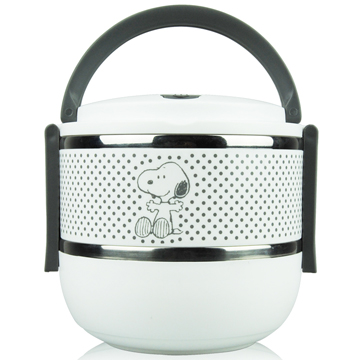 史努比（SNOOPY） 圆形双层不锈钢保温饭盒1400ml DF-8006 白色