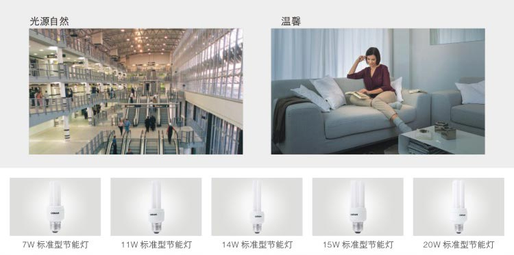 OSRAM欧司朗T4标准型节能灯23W日光色E27五支装