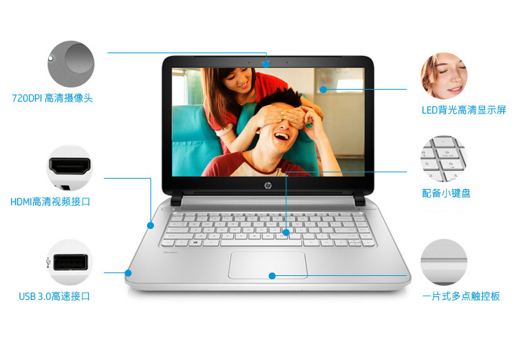 惠普（HP）Beats影音系列 Pavilion 14-v049TX 14英寸笔记本（i5-4210U 4G 500GB 830M 2G独显 Win8.1 白色）