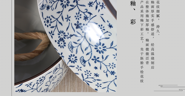 
                                        
                                        山田烧米饭碗 陶瓷碗套装(4.5英寸)釉下彩日式和风餐具(4只装) 吉祥花                
