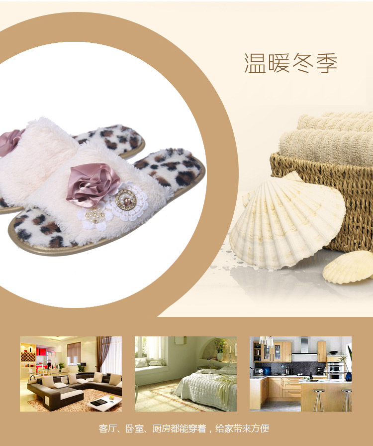 优唯美 秋冬情侣保暖家居防滑开口棉拖鞋 男款灰色42-43(适合40-41码穿）1622 