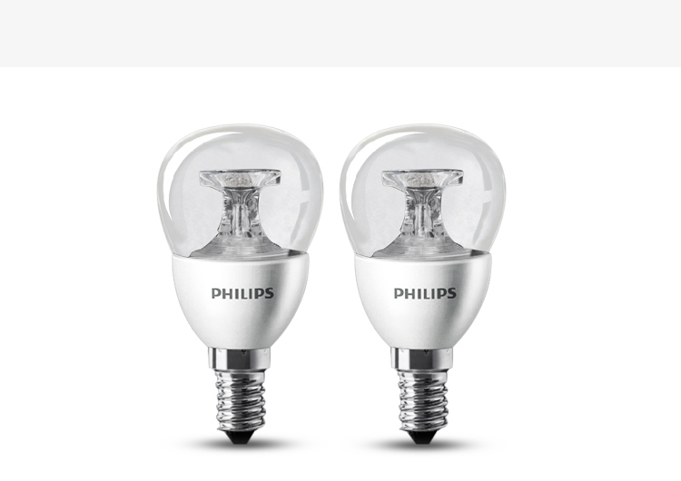 飞利浦PHILIPS LED灯泡 小球泡 5W E14小螺口2700K暖白色黄光 透明 单支装
