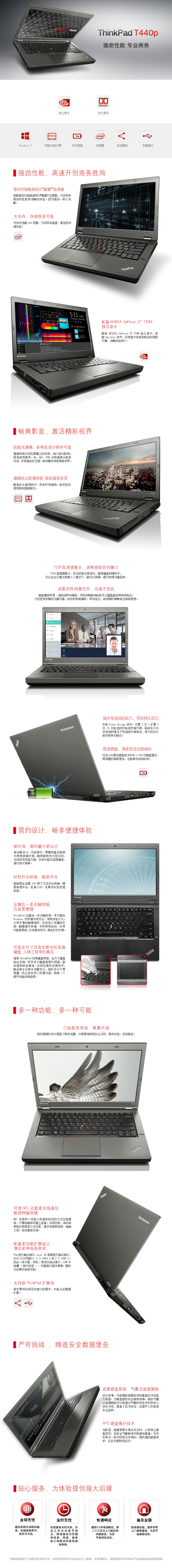 ThinkPad T440p(20ANA0A1CD) 14英寸笔记本电脑 (i5-4210M 4G 500G 1G独显 6芯电池 Win8 3年保)