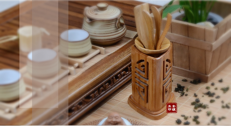 
                                        
                                                                                金镶玉 茶具配件 茶道六君子竹木实木功夫茶具茶道摆件茶针茶铲茶夹  双福茶道                