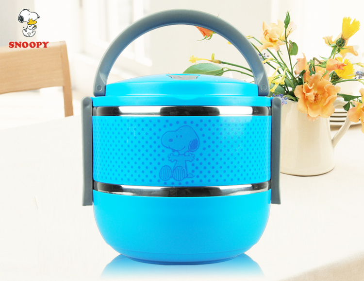 史努比（SNOOPY） 圆形双层不锈钢保温饭盒1400ml DF-8006 白色