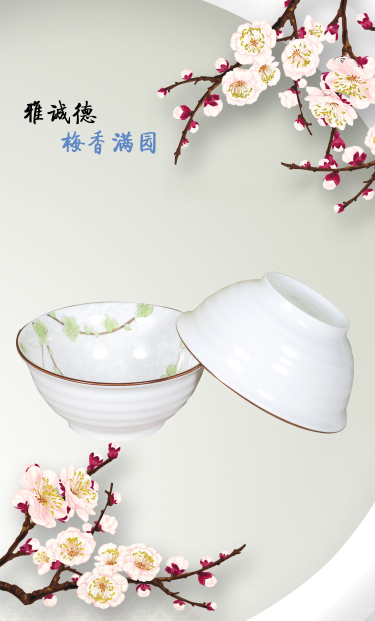 雅诚德汤碗 陶瓷碗套装(6.25英寸)日式餐具杰欧碗(4只装) 绿色
