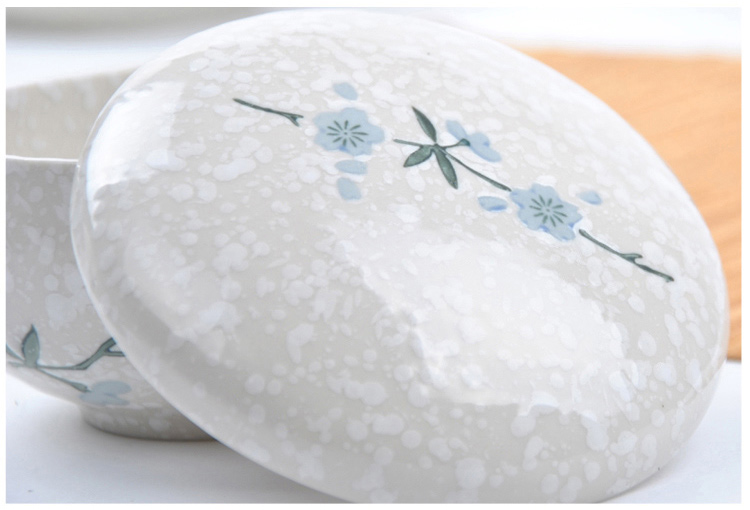 樱之歌 纯手绘雪花釉日式素瓷盖碗2只装