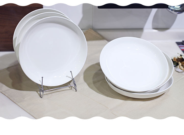 
                                        
                                                            洁雅杰陶瓷餐具 家用盘子陶瓷汤盘(8英寸)白瓷饭盘陶瓷餐具套装 6只装                