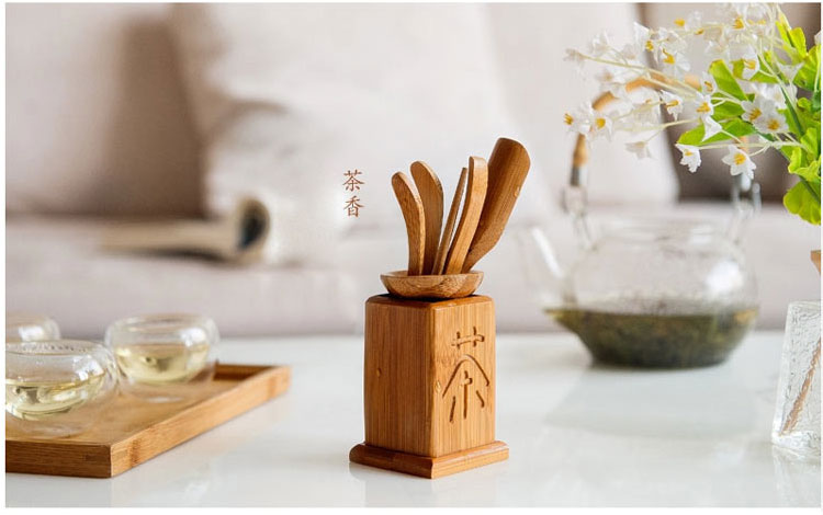 金镶玉 茶具配件 小四方茶道 竹木实木六君子茶针茶铲茶夹