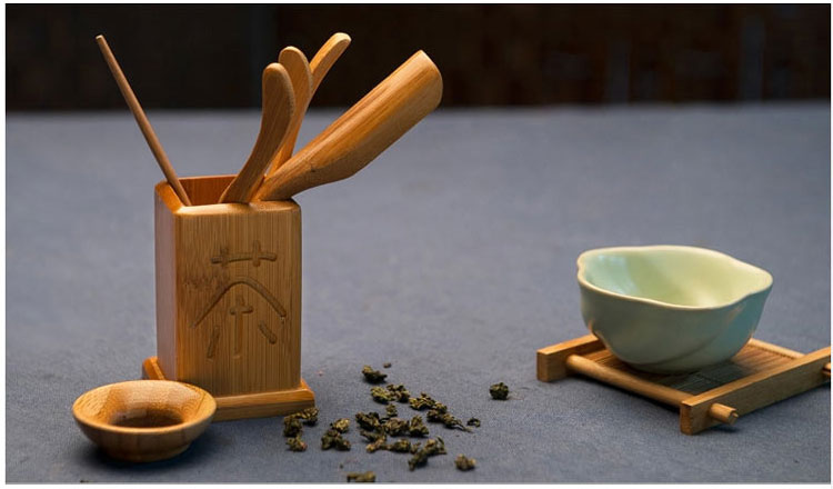 金镶玉 茶具配件 小四方茶道 竹木实木六君子茶针茶铲茶夹
