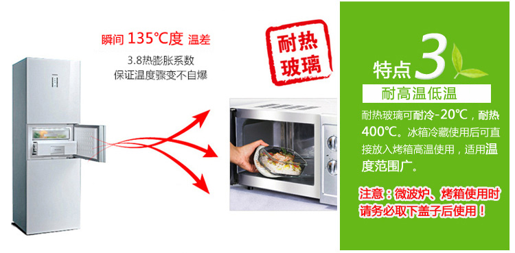 泰福高（TAFUCO） 保鲜盒 耐热抗菌玻璃保鲜盒2件套送包 T-7603