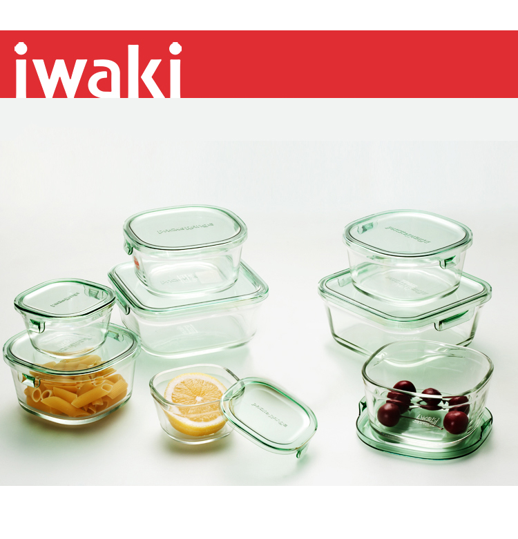 怡万家iwaki耐热玻璃微波保鲜盒嫩粉绿KT3247N-G