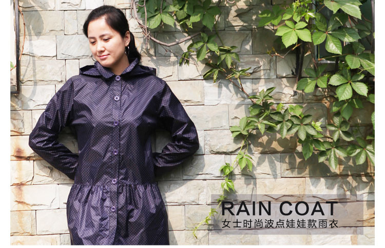 Homix 女士时尚波点娃娃款雨衣 独奏童话