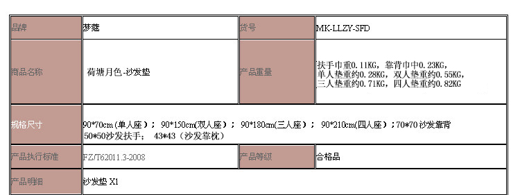 梦蔻（ARTDECO） 布艺防滑沙发靠背巾 荷塘月色 70*70cm 单条装 可做扶手两用