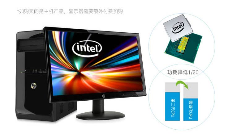 惠普（HP）P100-030cl 台式电脑 （i3-4130T 4GB 500GB DVD-ROM 键鼠 DOS）