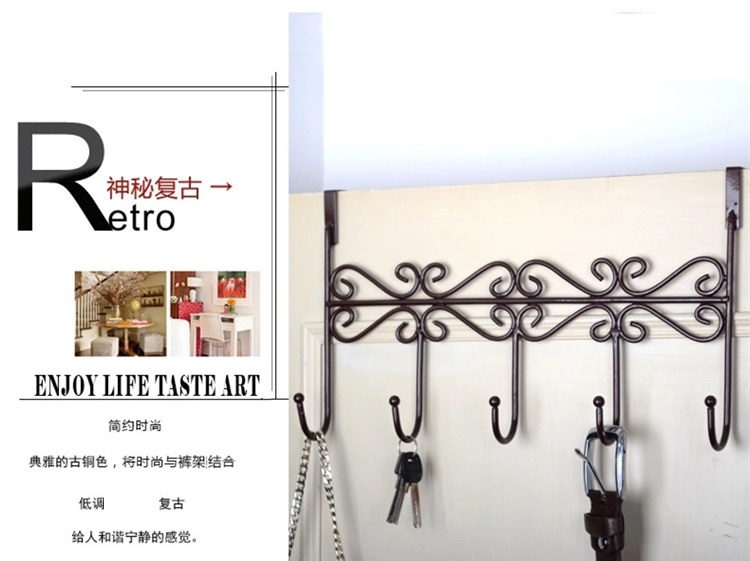 
                                        
                                        晟旎尚品 门后免钉无痕 挂钩 挂衣架 衣帽架 5钩 黑色                