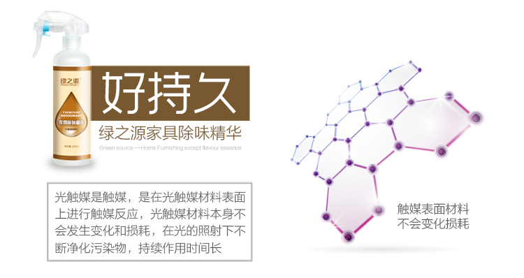 
                                        
                                                            绿之源 家具除味精华光触媒除甲醛清除剂 家用母婴新房装修油漆味异味喷雾剂除味剂抗菌防霉                
