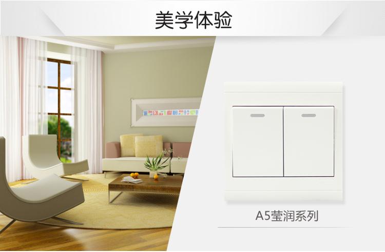
                                        施耐德电气（Schneider Electric）开关插座 开关面板 双开单控开关 带荧光指示 A5莹润系列 白色                