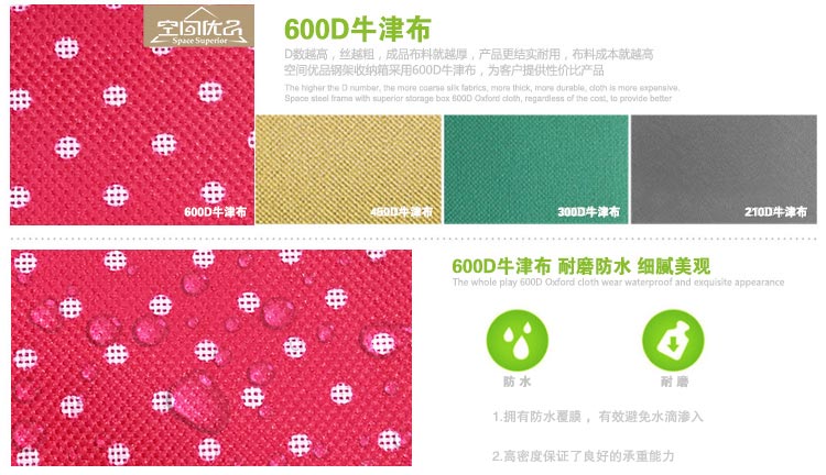 
                                        
                                        空间优品 内衣收纳箱 牛津布收纳盒三件套 红色圆点点                