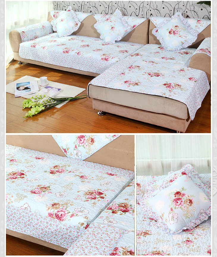 梦蔻（ARTDECO） 布艺防滑沙发靠背巾 荷塘月色 70*70cm 单条装 可做扶手两用