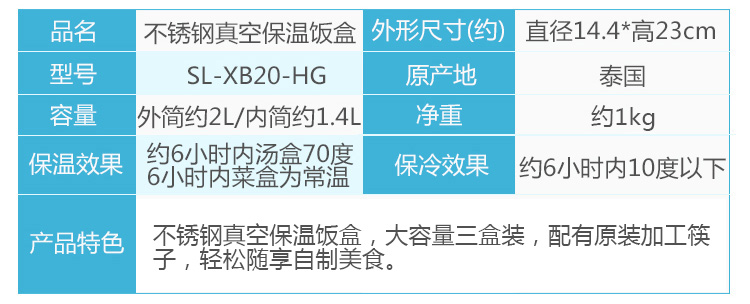 【京东超市】象印（ZOJIRUSHI）进口不锈钢真空保温饭盒儿童便当盒学生便当饭盒自由背带2.0L SL-XB20-HG