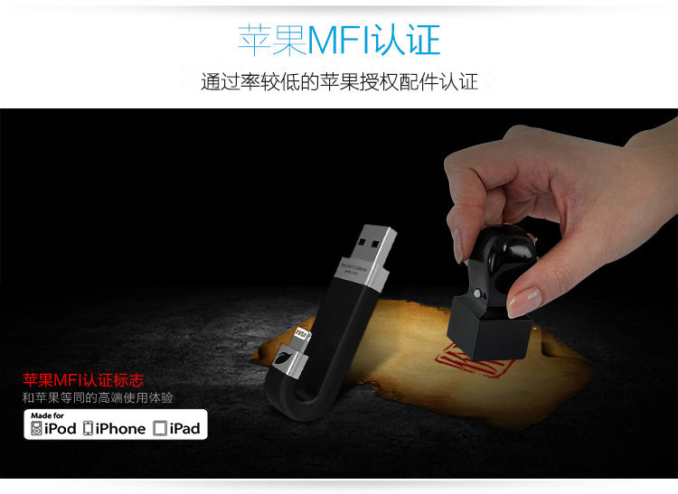 DM 苹果U盘(APD002)128G iPhone专用128GU盘平板U盘（黑色）