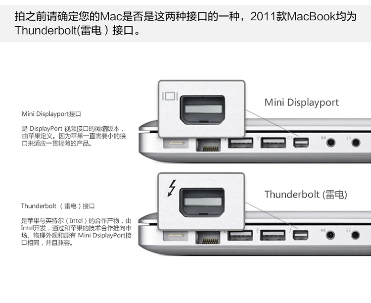 f05302 苹果电脑配件 mini dp转vga hdmi转换器thunderbolt雷电接口