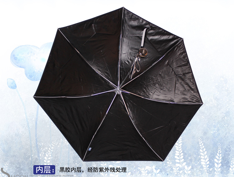 天堂伞 都市印迹黑胶丝印包边防紫外线三折超轻晴雨伞 蓝绿 33064E