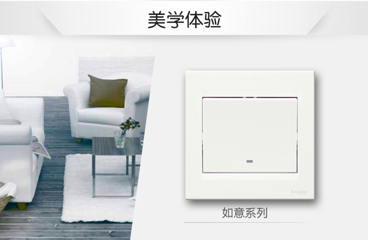 施耐德（Schneider）开关 一开单开单控开关 白色 如意系列 EV51/1