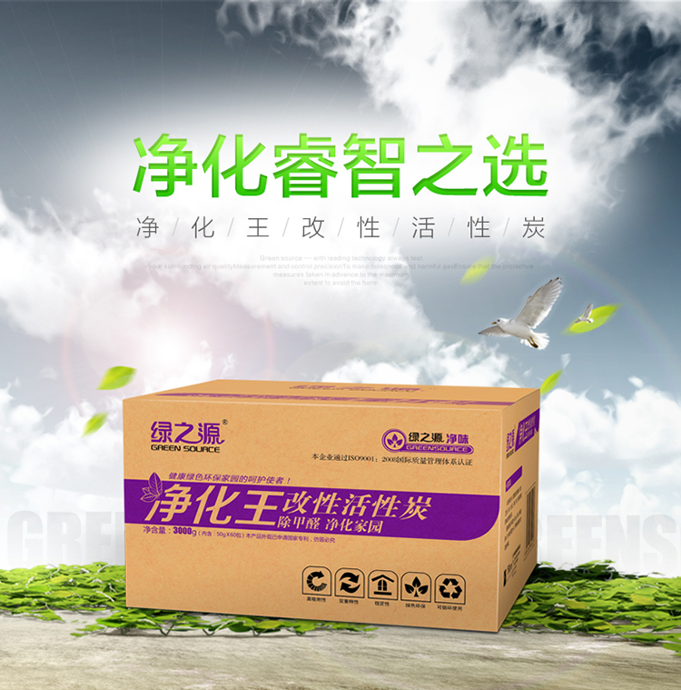 
                                        
                                                            绿之源 3000g净化王活性炭包 新房装修家用吸去除甲醛清除剂竹炭包新汽车内用除臭去味剂防潮碳包经济装                