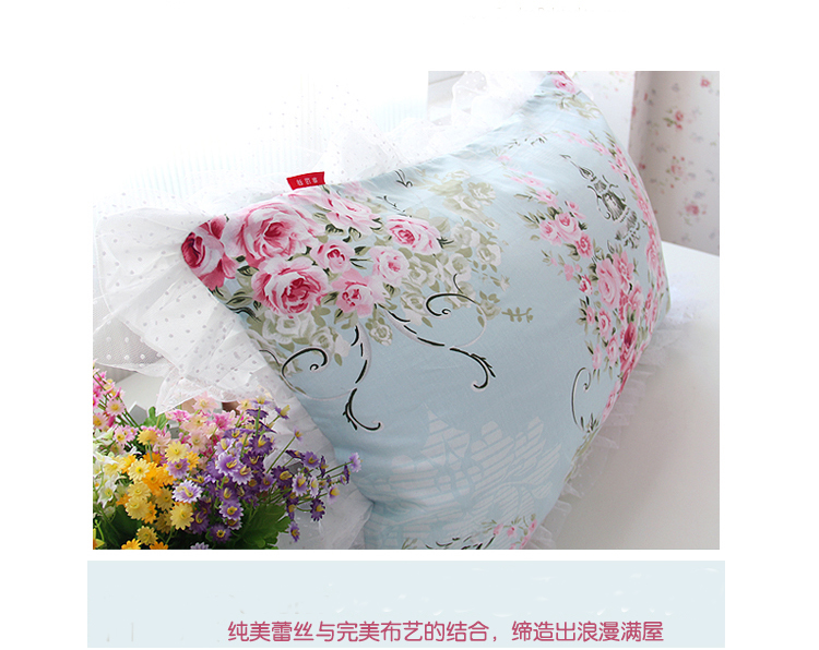 幸运狗 luckydog 罗曼莎系列 全棉布艺枕套带纱边 韩式风格 73x44cm