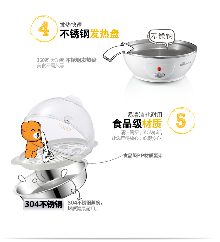 小熊(Bear)煮蛋器 蒸蛋器自动断电防干烧煮蛋机双层可煮1...-京东
