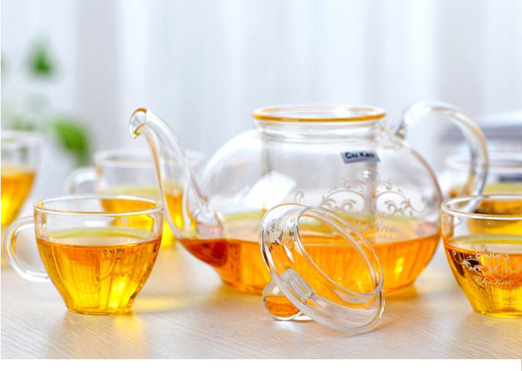 
                                                            奇高茶具套装 玻璃茶壶套装7件套(1茶壶6茶杯)隔热玻璃礼盒装红茶茶具套装 CK-001LD                