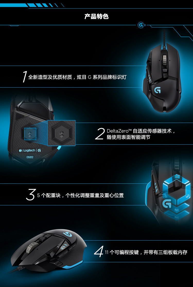 罗技（Logitech）G502 自适应游戏鼠标