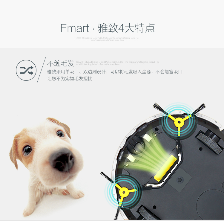 福玛特（FMART）雅致（E-R300G）自动充电不缠毛发全自动扫地机器人吸尘器
